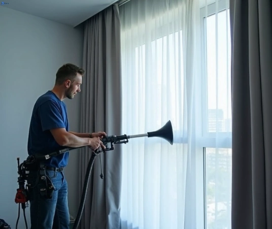 Professional residential curtain cleaning process equipment Matty Curtain Cleaning east-brisbane
